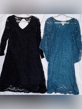 Bundle of Black Lace Dress & Teal Lace Dress